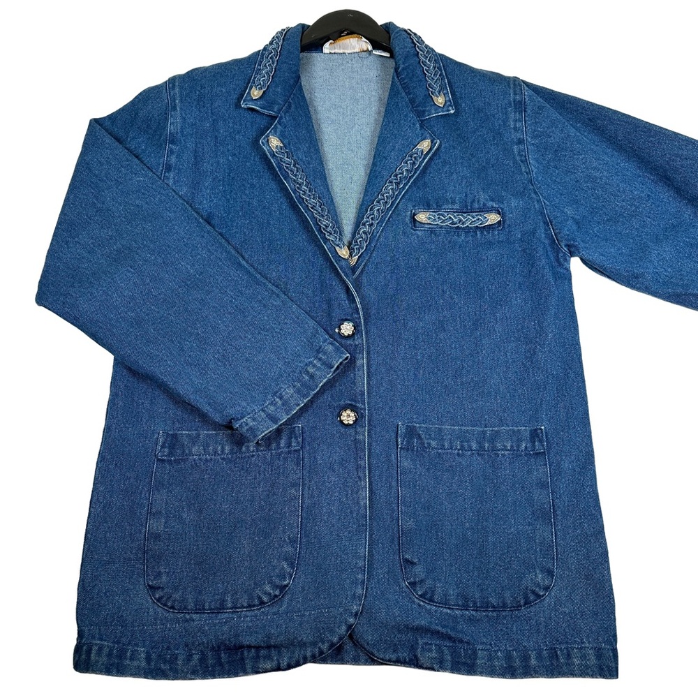 Western denim blazer 90s Jean large Diamond Blue jacket Cowgirl punchy‎ 80s